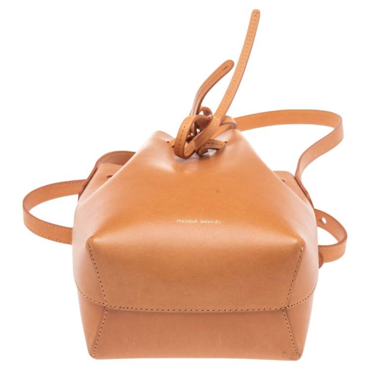 Pre Owned Mansur Gavriel Light Orange Leather Mini Bucket Bag