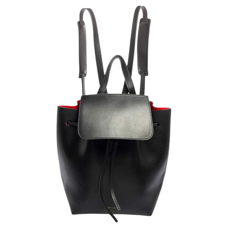 Pre Owned Mansur Gavriel Black Leather Drawstring Backpack