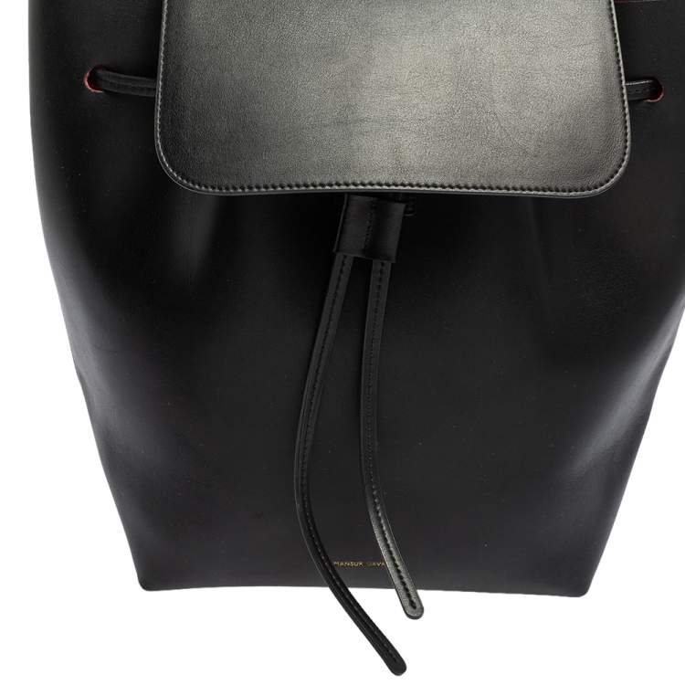 Pre Owned Mansur Gavriel Black Leather Drawstring Backpack