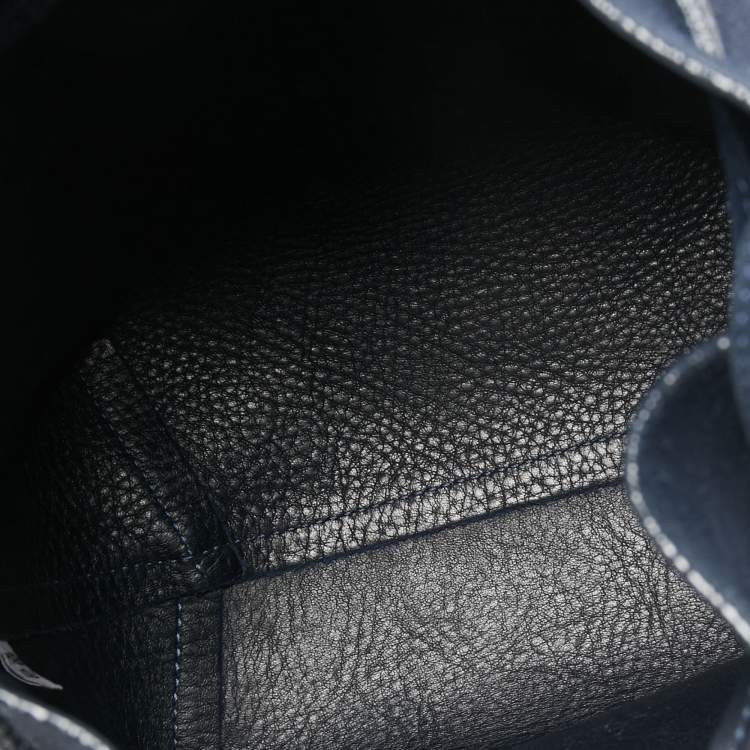 Pre Owned Mansur Gavriel Navy Blue Suede and Leather Mini Bucket Bag