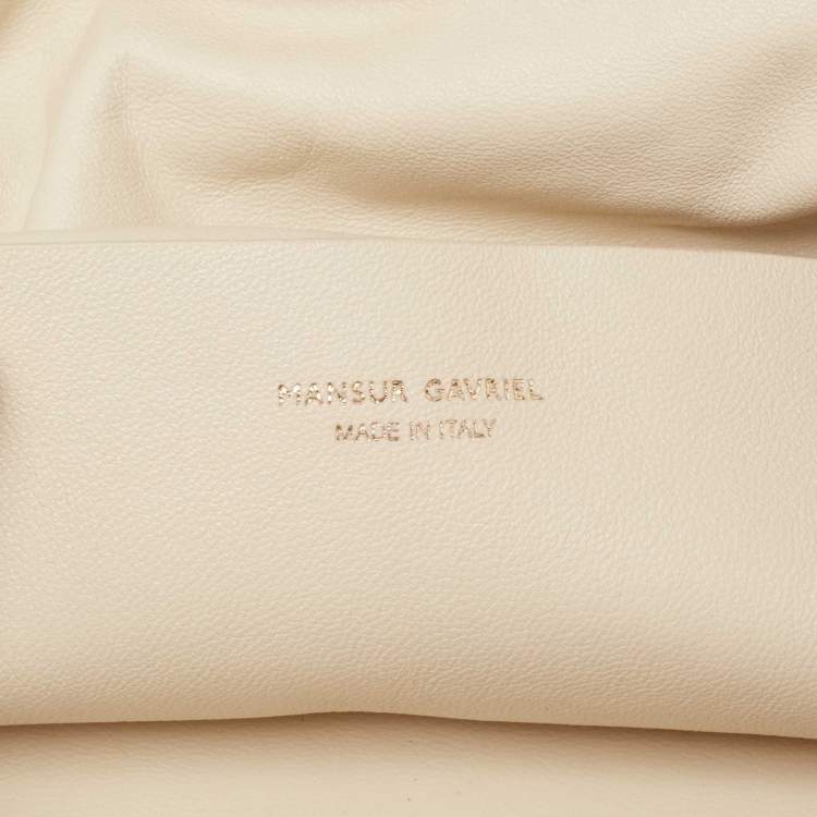 Pre Owned Mansur Gavriel Light Brown Leather Protea Drawstring Shoulder Bag