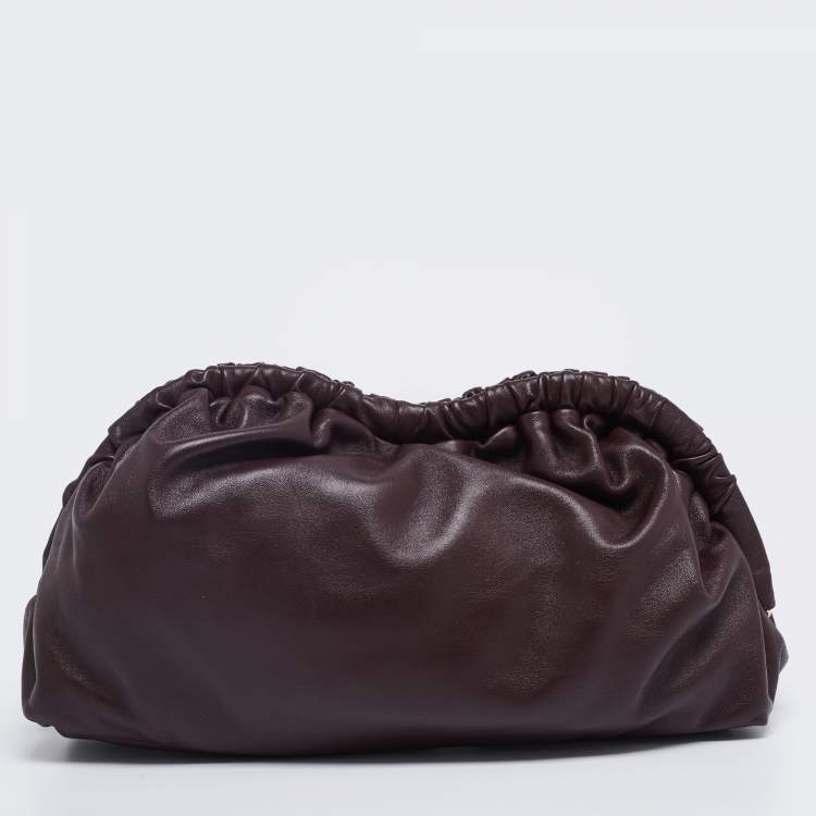 Pre Owned Mansur Gavriel Plum Leather Cloud Clutch 