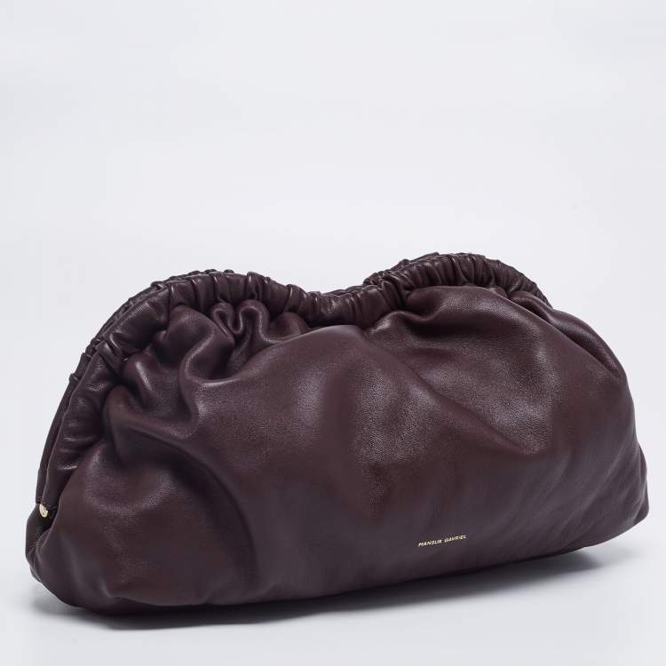 Pre Owned Mansur Gavriel Plum Leather Cloud Clutch 