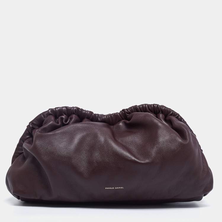 Pre Owned Mansur Gavriel Plum Leather Cloud Clutch 