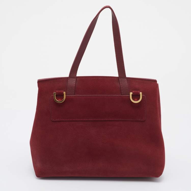مملوكة مسبقًا Mansur Gavriel Burgundy Suede Lady Top Handle Bag