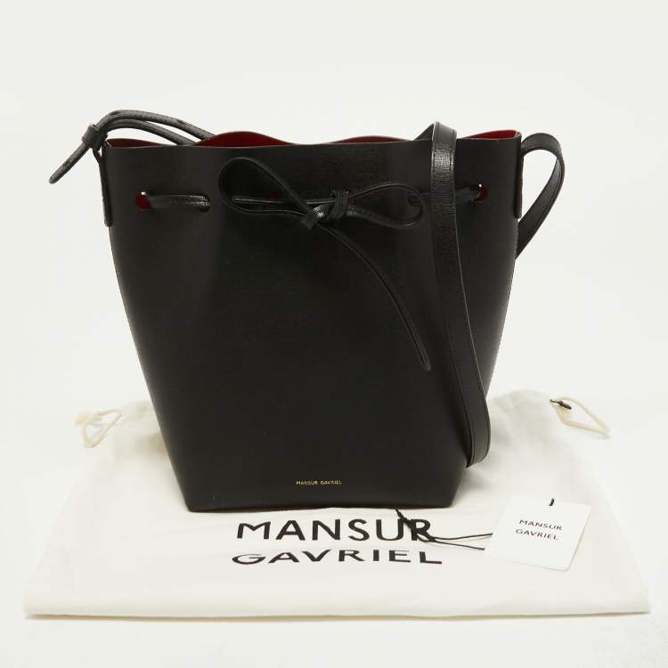 Pre Owned Mansur Gavriel Black leather Mini Bucket Bag