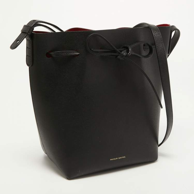 Pre Owned Mansur Gavriel Black leather Mini Bucket Bag
