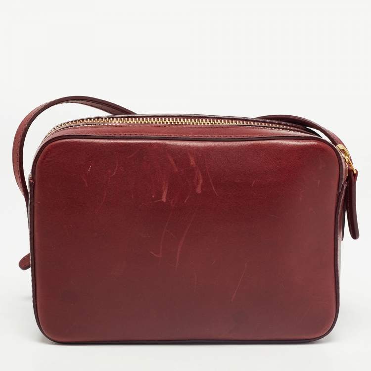 Pre Owned Mansur Gavriel Burgundy Leather Crossbody Bag