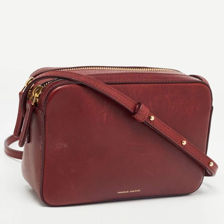 Pre Owned Mansur Gavriel Burgundy Leather Crossbody Bag