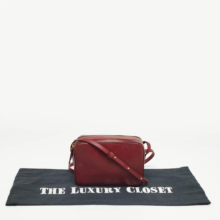 Pre Owned Mansur Gavriel Burgundy Leather Crossbody Bag