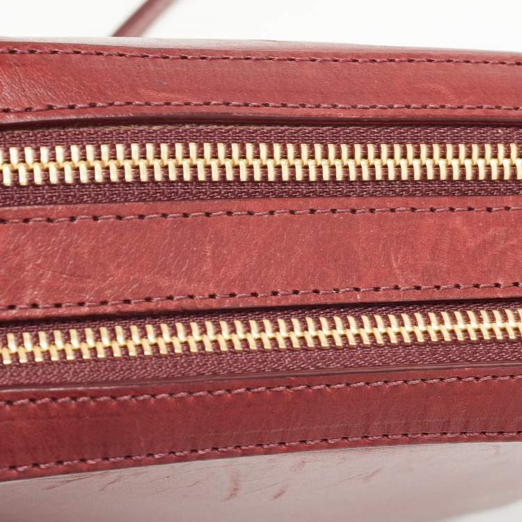 Pre Owned Mansur Gavriel Burgundy Leather Crossbody Bag