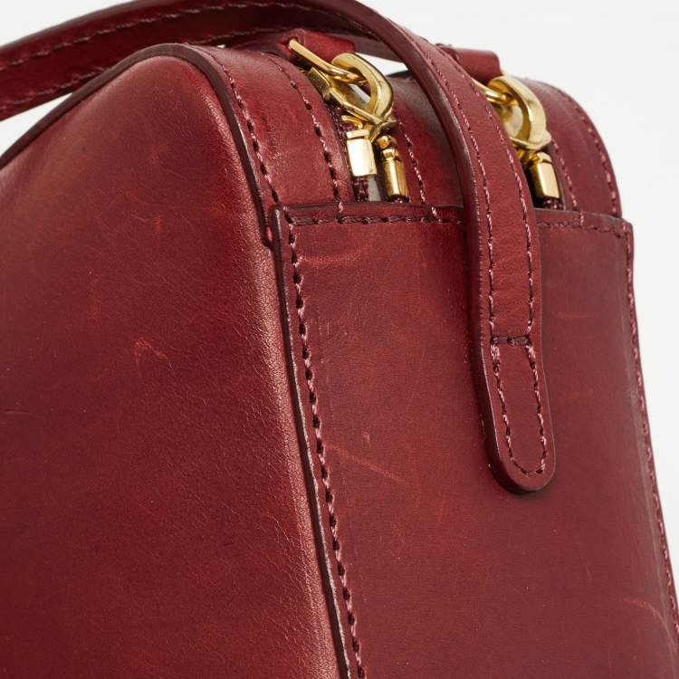 Pre Owned Mansur Gavriel Burgundy Leather Crossbody Bag