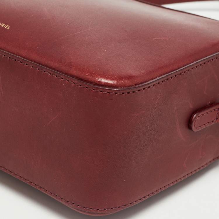 Pre Owned Mansur Gavriel Burgundy Leather Crossbody Bag