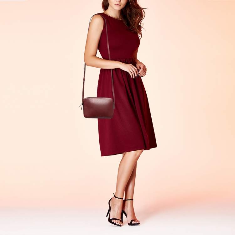 Pre Owned Mansur Gavriel Burgundy Leather Crossbody Bag