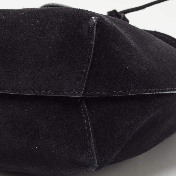 Pre Owned Mansur Gavriel Black Suede and Leather Bucket Drawstring Bag
