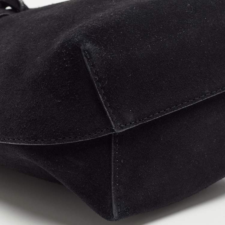 Pre Owned Mansur Gavriel Black Suede and Leather Bucket Drawstring Bag