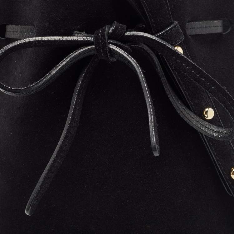 Pre Owned Mansur Gavriel Black Suede and Leather Bucket Drawstring Bag