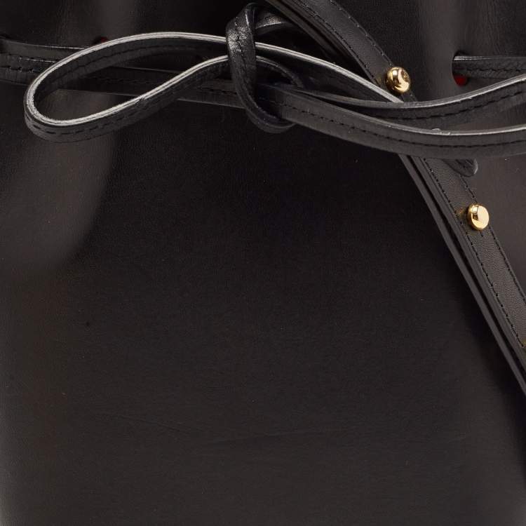 Pre Owned Mansur Gavriel Black Leather Bucket Drawstring Bag
