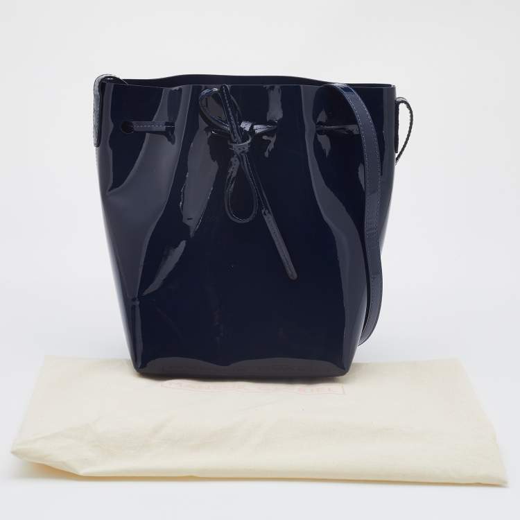 Pre Owned Mansur Gavriel Blue Patent Leather Bucket Drawstring Bag