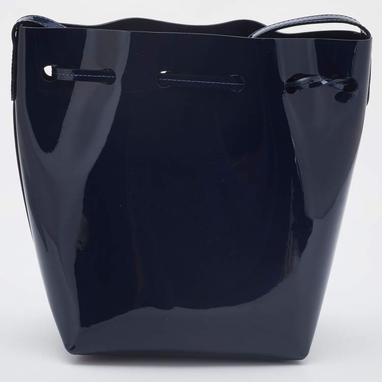 Pre Owned Mansur Gavriel Blue Patent Leather Bucket Drawstring Bag