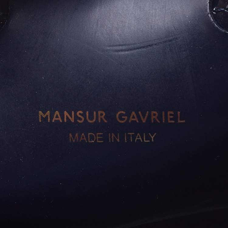 Pre Owned Mansur Gavriel Blue Patent Leather Bucket Drawstring Bag