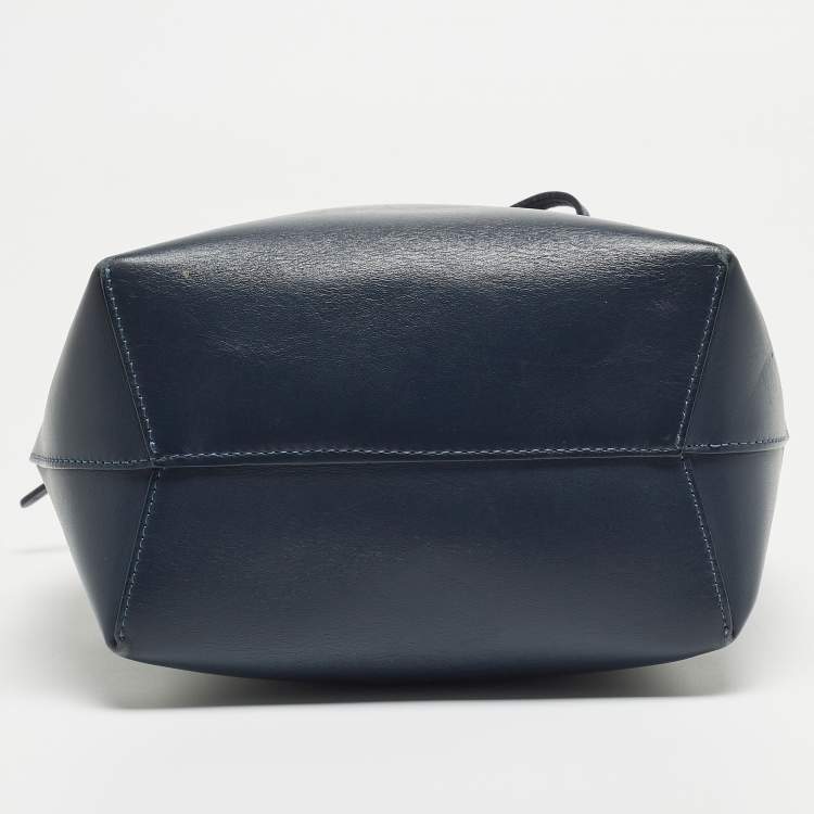 Pre Owned Mansur Gavriel Navy Blue Leather Mini Bucket Bag