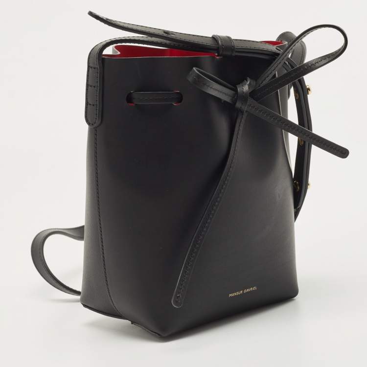 Pre Owned Mansur Gavriel Black Leather Mini Mini Bucket Bag