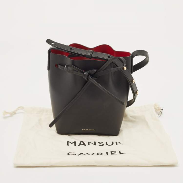 Pre Owned Mansur Gavriel Black Leather Mini Mini Bucket Bag