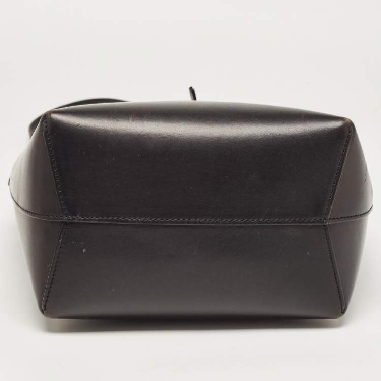 Pre Owned Mansur Gavriel Black Leather Drawstring Bucket Bag