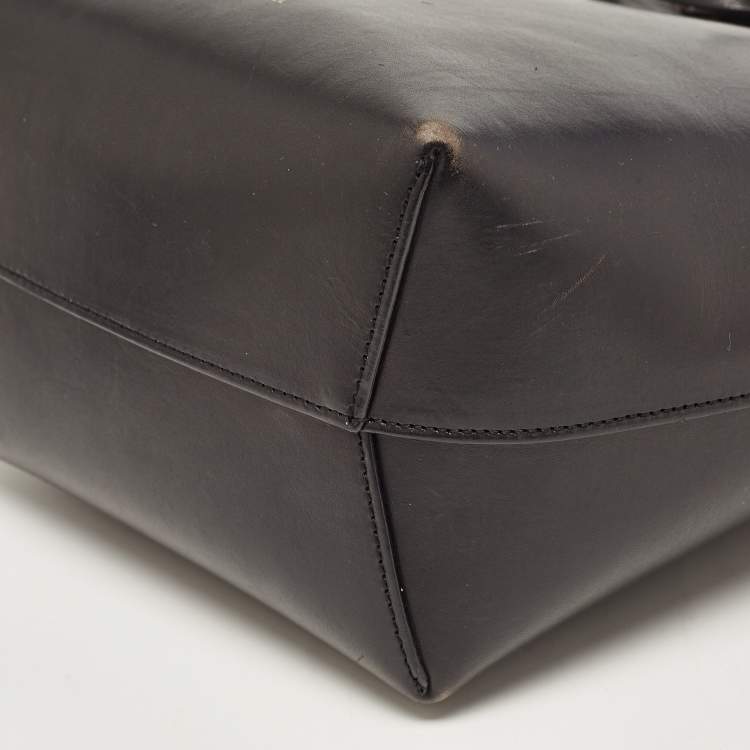 Pre Owned Mansur Gavriel Black Leather Drawstring Bucket Bag