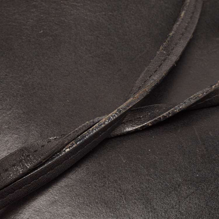 Pre Owned Mansur Gavriel Black Leather Drawstring Bucket Bag