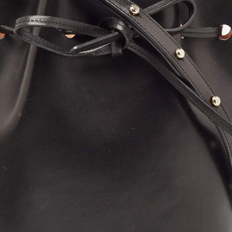 Pre Owned Mansur Gavriel Black Leather Drawstring Bucket Bag