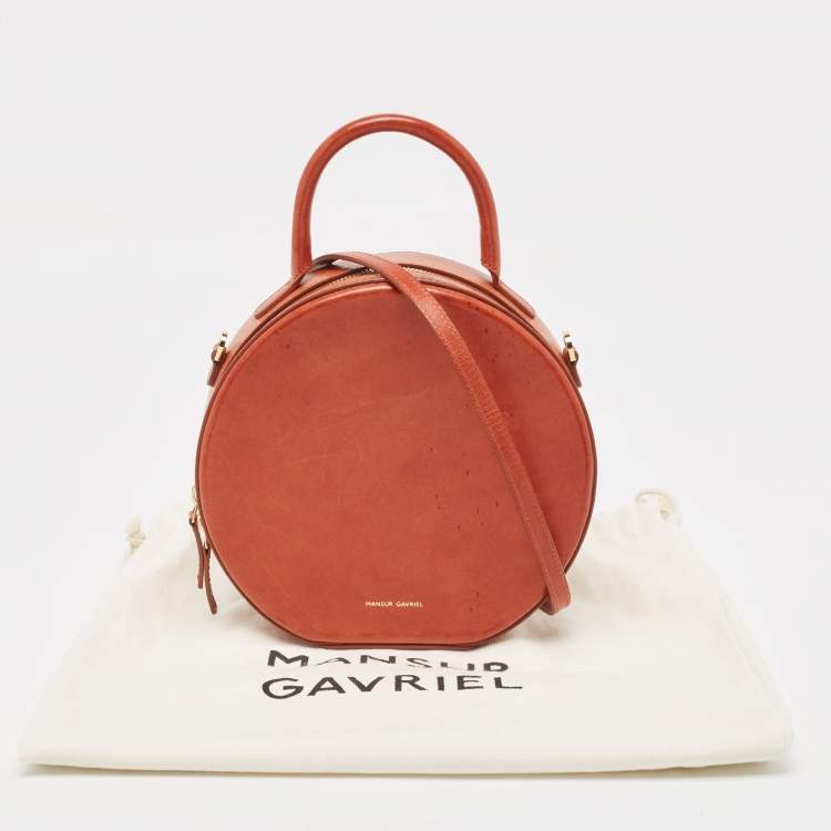 Pre Owned Mansur Gavriel Brown Leather Circle Crossbody Bag
