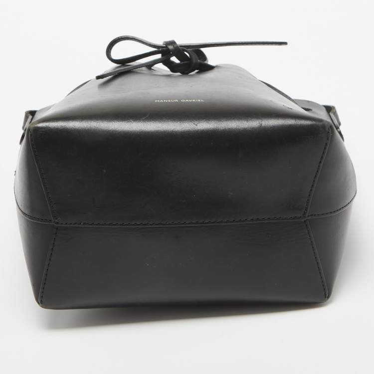 Pre Owned Mansur Gavriel Black Leather Mini Bucket Bag