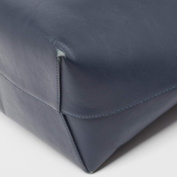 Pre Owned Mansur Gavriel Navy Blue Leather Bucket Bag 