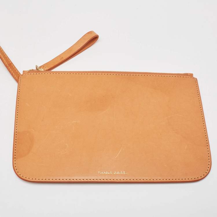 Pre Owned Mansur Gavriel Tan Leather Bucket Bag  