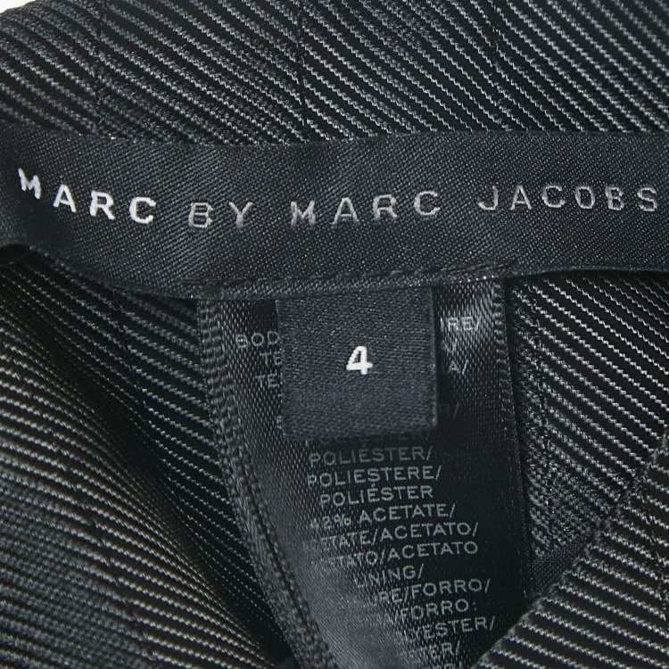Pre Owned Marc by Marc Jacobs Black Checkered Gabardine Zip Detail Mini Dress S