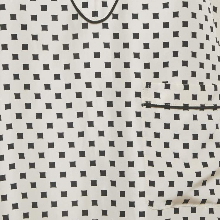 Pre Owned Marc By Marc Jacobs Pale Buff Printed Silk Sleeveless Top S