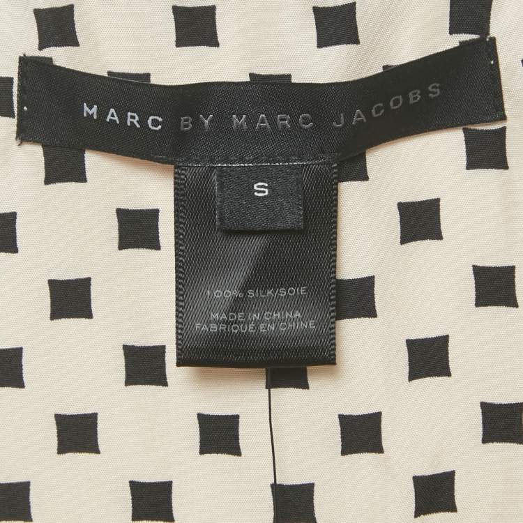 Pre Owned Marc By Marc Jacobs Pale Buff Printed Silk Sleeveless Top S