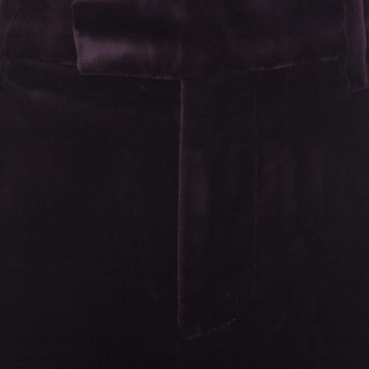 Pre Owned Marc by Marc Jacobs Blackberry Burgundy Velvet Wide Leg Maxime Trousers M