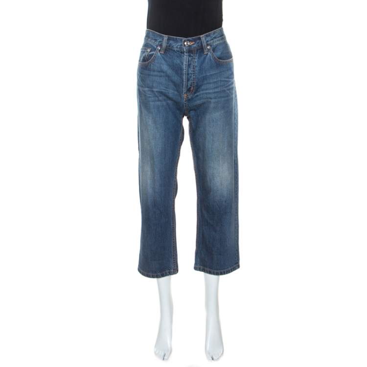 Pre Owned Marc by Marc Jacobs Blue Annie Boyfriend Crop Jeans M