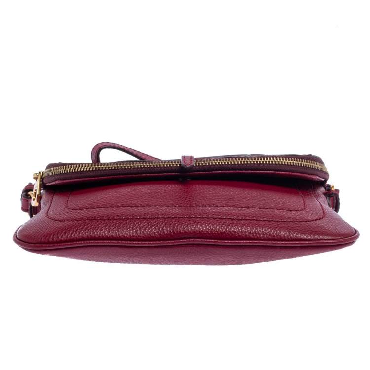 Pre Owned Marc by Marc Jacobs Burgundy Leather Petal to the Metal Natasha Bird Crossbody Bag