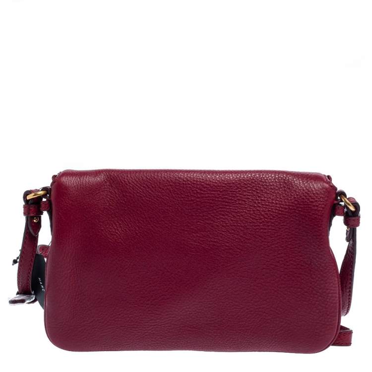 Pre Owned Marc by Marc Jacobs Burgundy Leather Petal to the Metal Natasha Bird Crossbody Bag