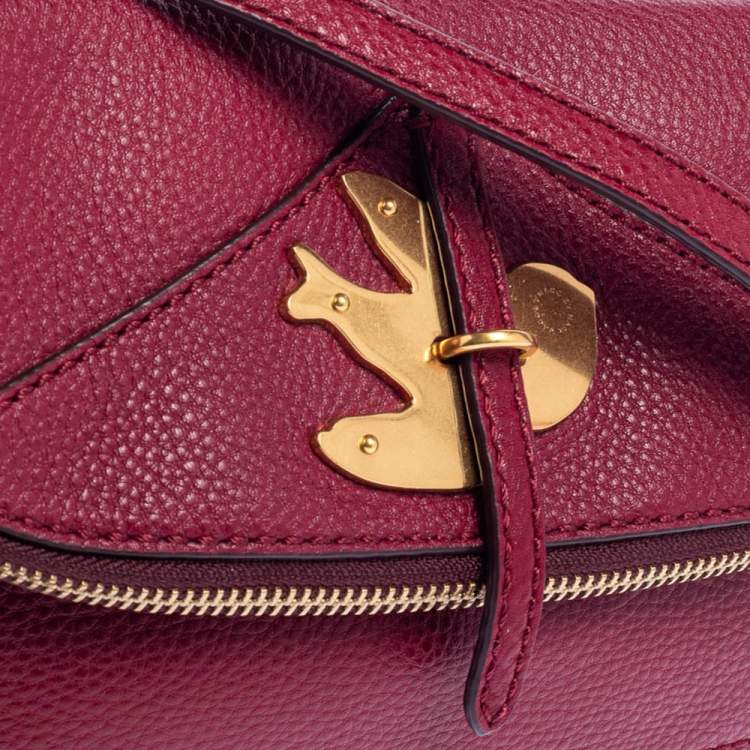 Pre Owned Marc by Marc Jacobs Burgundy Leather Petal to the Metal Natasha Bird Crossbody Bag