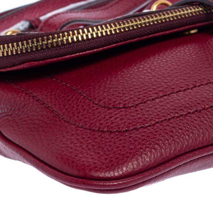 Pre Owned Marc by Marc Jacobs Burgundy Leather Petal to the Metal Natasha Bird Crossbody Bag