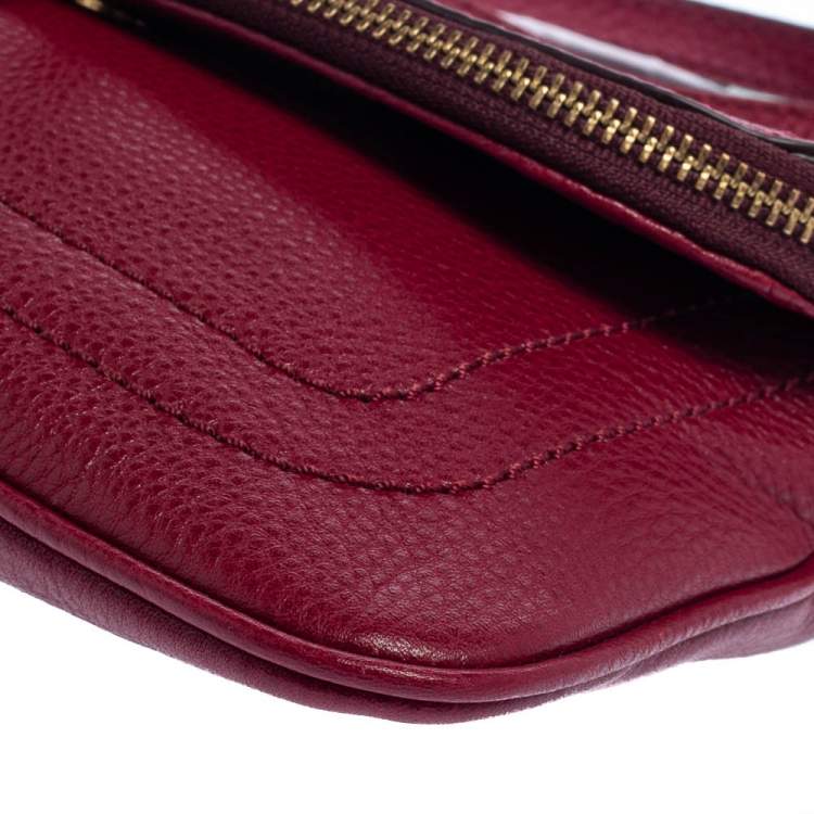 Pre Owned Marc by Marc Jacobs Burgundy Leather Petal to the Metal Natasha Bird Crossbody Bag