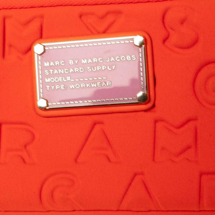 Pre Owned Marc by Marc Jacob Shocking Orange Dreamy Logo Fabric Wingnam Wristlet Pouch