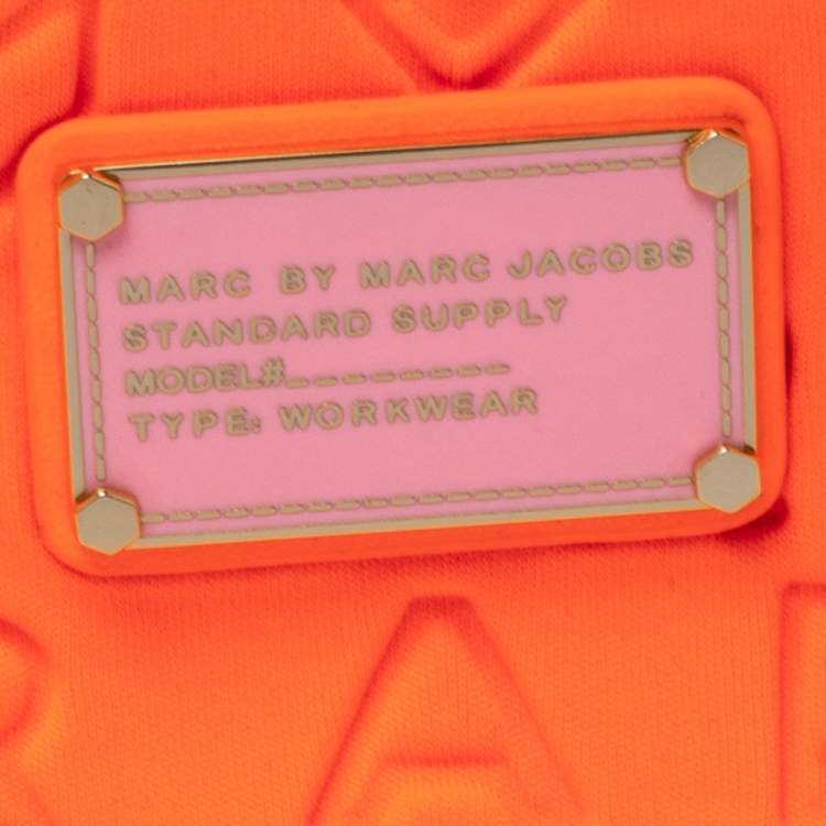 Pre Owned Marc by Marc Jacob Shocking Orange Dreamy Logo Fabric Wingnam Wristlet Pouch