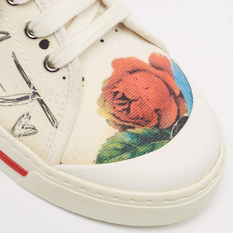 مملوكة مسبقًا Marc Jacobs Multicolor Canvas Flower Print Low Top Sneakers Size 37