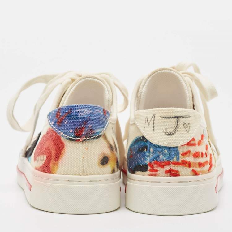 مملوكة مسبقًا Marc Jacobs Multicolor Canvas Flower Print Low Top Sneakers Size 37